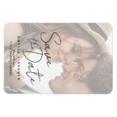 Elegante Verlobung Foto Script Hochzeit Magnet (Horizontal)