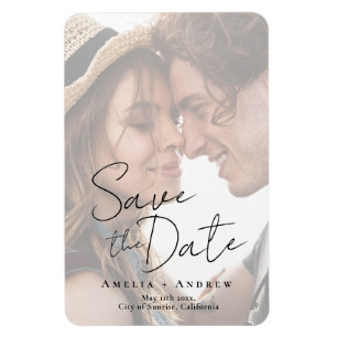 Elegante Verlobung Foto Script Hochzeit Magnet