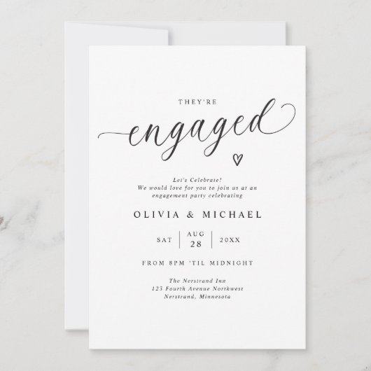 Elegante Verlobung Moderne Schrift Verlobungsfeier Einladung (Vorderseite)