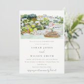 Elegante Verlobung Schifffahrtsgesellschaft Lugane Einladung (Stehend Vorderseite)