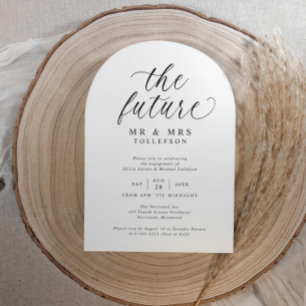 Elegante Verlobungsfeier Schwarz und Weiß Einladung