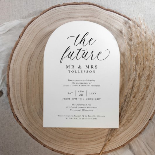 Elegante Verlobungsfeier Schwarz und Weiß Einladung