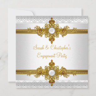 Elegante Verlobungsfeier Weißgold Schmuck Einladung