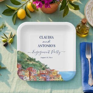 Elegante Verlobungsparty an der italienischen Rivi Pappteller