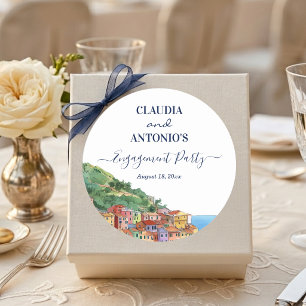 Elegante Verlobungsparty an der italienischen Rivi Runder Aufkleber