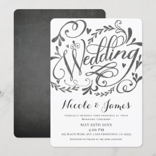 Elegante verspielte Vintage-Lettering-Kreide-Hochz Einladung
