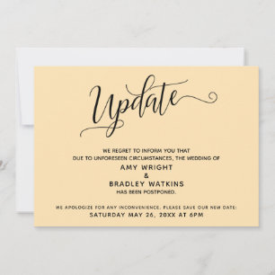 Elegante vertagte Hochzeitsankündigung Pfirsich Einladung