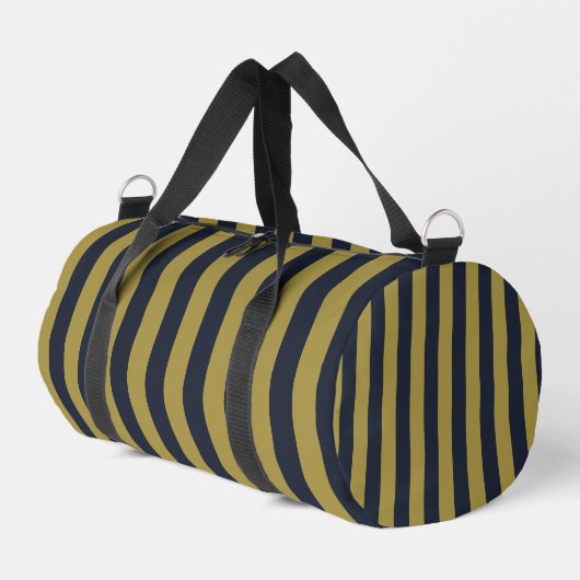Elegante vertikale Streifen aus Gold und Navy Duffle Bag (Linke Seite)