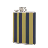 Elegante vertikale Streifen aus Gold und Navy Flachmann (Links)