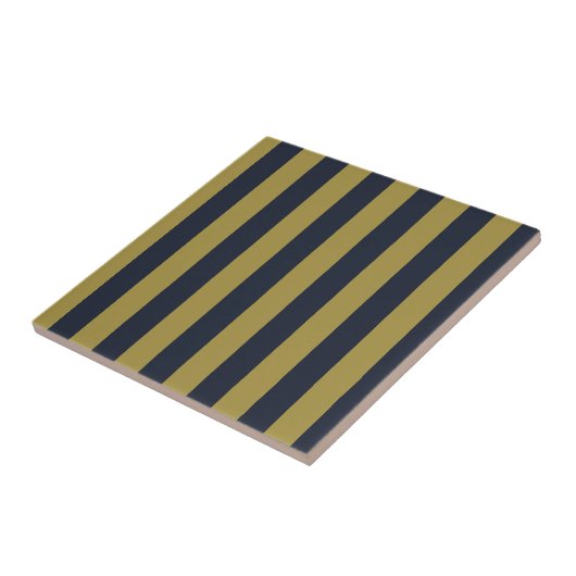 Elegante vertikale Streifen aus Gold und Navy Fliese (Seite)