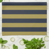 Elegante vertikale Streifen aus Gold und Navy Geschirrtuch (Gefaltet)