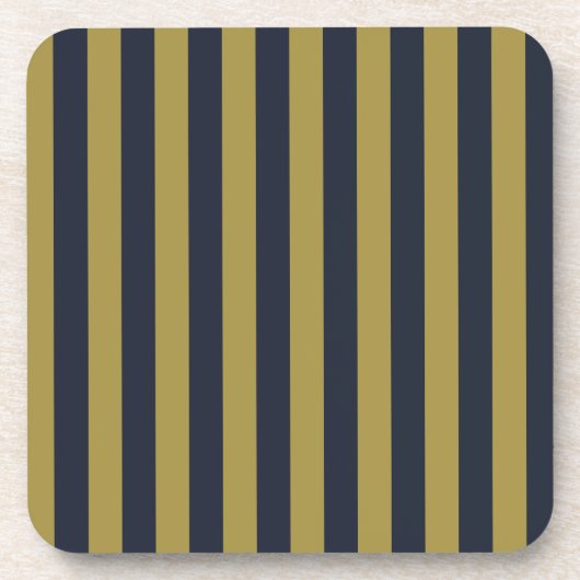 Elegante vertikale Streifen aus Gold und Navy Getränkeuntersetzer (Vorderseite)