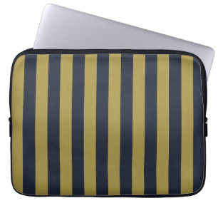 Elegante vertikale Streifen aus Gold und Navy Laptopschutzhülle