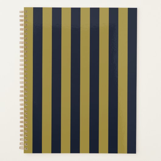 Elegante vertikale Streifen aus Gold und Navy Planer (Vorderseite)