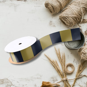 Elegante vertikale Streifen aus Gold und Navy Satinband