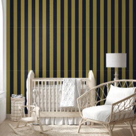 Elegante vertikale Streifen aus Gold und Navy Tapete
