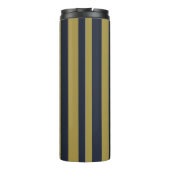Elegante vertikale Streifen aus Gold und Navy Thermosbecher (Rückseite)