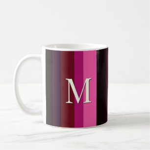 Elegante vertikale Streifen Pflaume Magenta Monogr Kaffeetasse