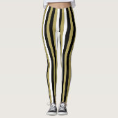 Elegante vertikale Streifen Schwarz-Weiß Leggings (Vorderseite)