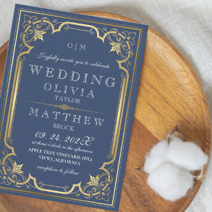 Elegante verziert romantische Vintage Goldhochzeit Einladung