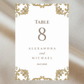 Elegante Verzierte Barockhochzeit Tischnummer
