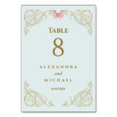 Elegante Verzierte Barockhochzeit Tischnummer (Vorderseite)