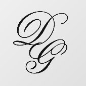Elegante Verzierte Black Script Monogram Wedding Fensteraufkleber (Blatt)