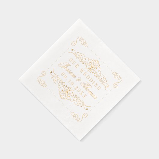 Elegante Verzierte Blüh Hochzeit Servietten Mit Folie (Rechts)