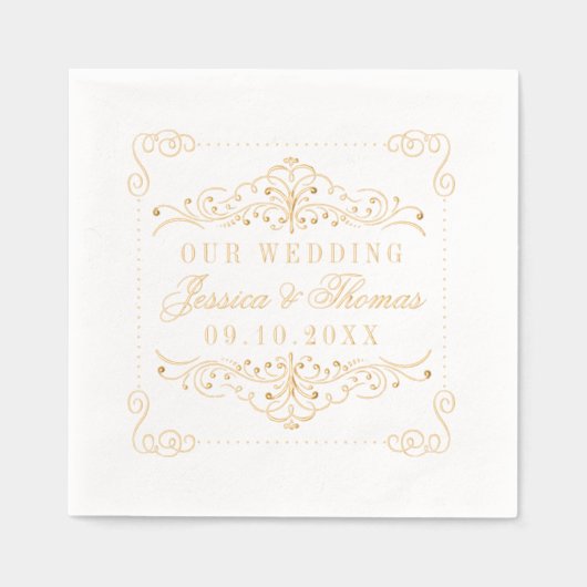 Elegante Verzierte Blüh Hochzeit Servietten Mit Folie (Vorderseite)