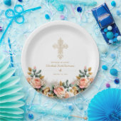 Elegante Verzierte Blumentaufe Pappteller (Party)
