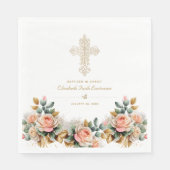 Elegante Verzierte Blumentaufe Serviette (Vorderseite)