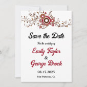 Elegante Verzierte Burgund-Blätter fallen blutige  Save The Date (Vorderseite)