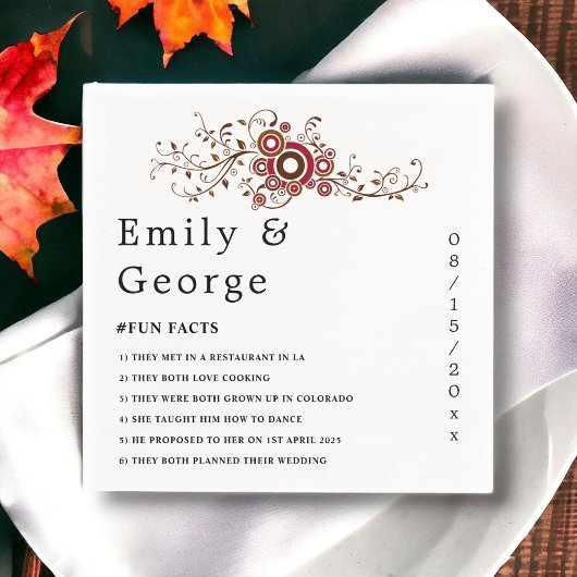 Elegante Verzierte Burgund-Blätter fallen blutige Serviette