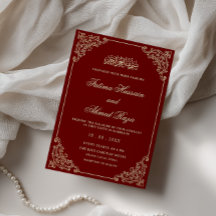 Elegante Verzierte Burgund-Gold-Script-Hochzeit