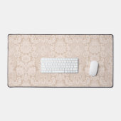 Elegante Verzierte Creme Viktorianisch Damask Schreibtischunterlage (Tastatur & Maus)