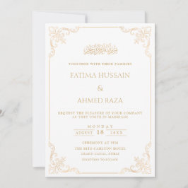 Elegante Verzierte goldene, stilvolle Skriptschrif Einladung