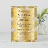 Elegante verzierte Goldhochzeit Einladung (Stehend Vorderseite)