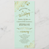 Elegante Verzierte Goldlace auf Mint Green Wedding Programm (Vorderseite)