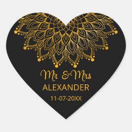 Elegante verzierte Hochzeit Herz-Aufkleber