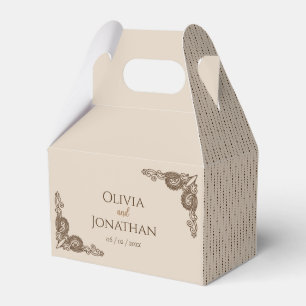 Elegante verzierte Hochzeit in Beige Geschenkschachtel