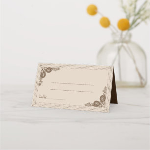 Elegante verzierte Hochzeit in Beige Platzkarte