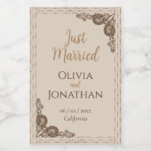 Elegante verzierte Hochzeit in Beige Weinetikett (Einzelnes Label)