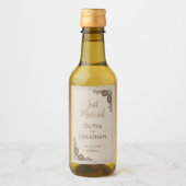 Elegante verzierte Hochzeit in Beige Weinetikett (Vorderseite)