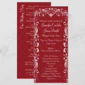 Elegante verzierte Hochzeitsprogramme mit roter Bl Programm (Vorne/Hinten)