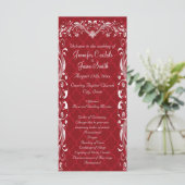 Elegante verzierte Hochzeitsprogramme mit roter Bl Programm (Stehend Vorderseite)
