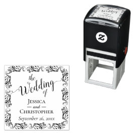 Elegante Verzierte Lacy Border the Wedding of Permastempel