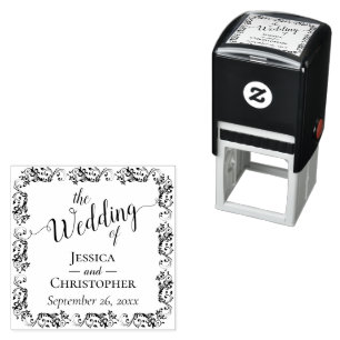 Elegante Verzierte Lacy Border the Wedding of Permastempel