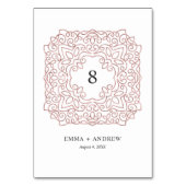 Elegante Verzierte Rose Gold Glitzer Tischnummer (Vorderseite)