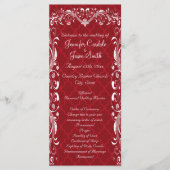 Elegante Verzierte Rote Hochzeitsprogramme Geblüht Programm (Vorderseite)