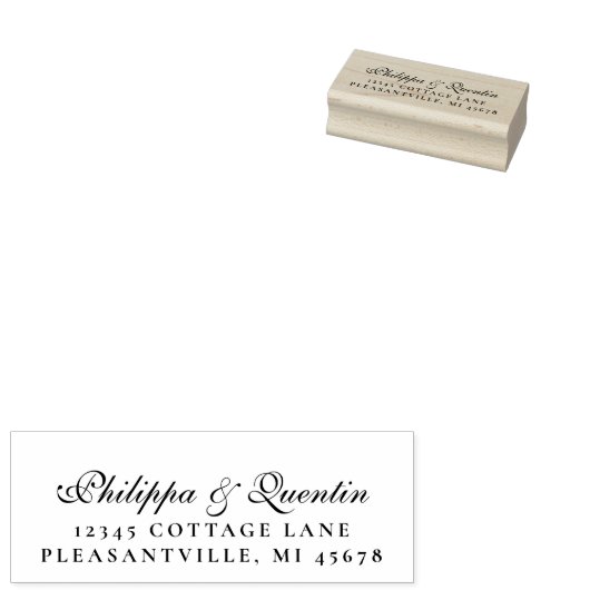 Elegante Verzierte Script-Wedding-Rücksendeadresse Gummistempel (Stempel)